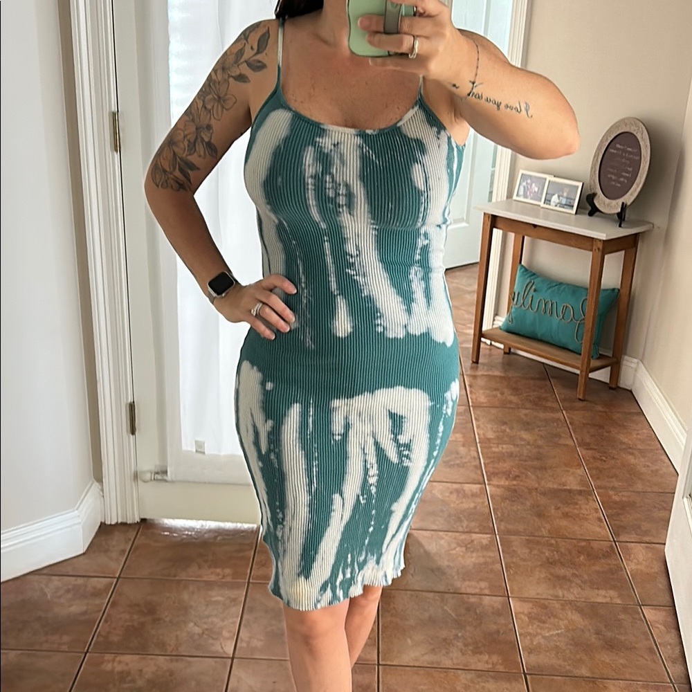 Stylish Teal and White Women's Dress